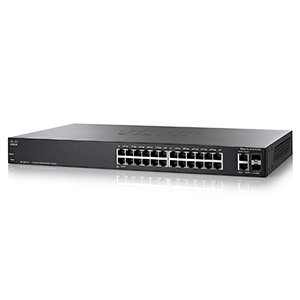 Cisco SF200-24P Smart Switch: 24 10/100 Ports, 12 of 24 PoE Ports, 2 Combo Mini-GBIC Ports